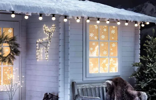 Vista 6 de Q-BABY 200 calcomanías estáticas de copos de nieve para decoración de ventanas de Navidad, 200