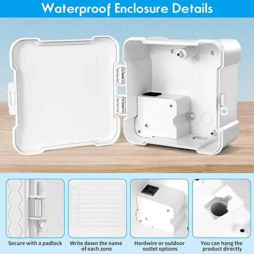 Vista 5 de Caja de Controlador de Riego Impermeable Imolaza, Recinto Exterior a Prueba de Clima para Controladores de Riego Imolaza, Compatible con 4 Zonas, 6