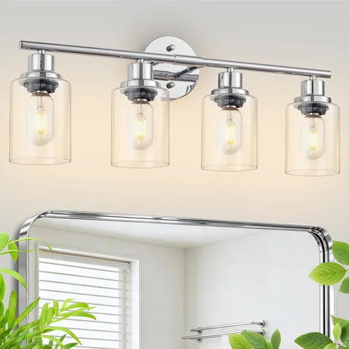 Vista 27 de Paquete de 2 luces de tocador de 1 luz, lámpara de baño de níquel cepillado con pantalla de vidrio blanco lechoso texturizado, accesorio