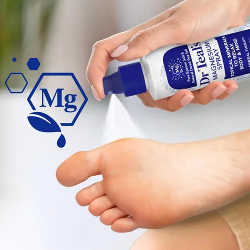Vista 4 de Dr Teal's Spray tópico de magnesio con sal natural del mar muerto, sin fragancia, 8 onzas líquidas (paquete de 2)