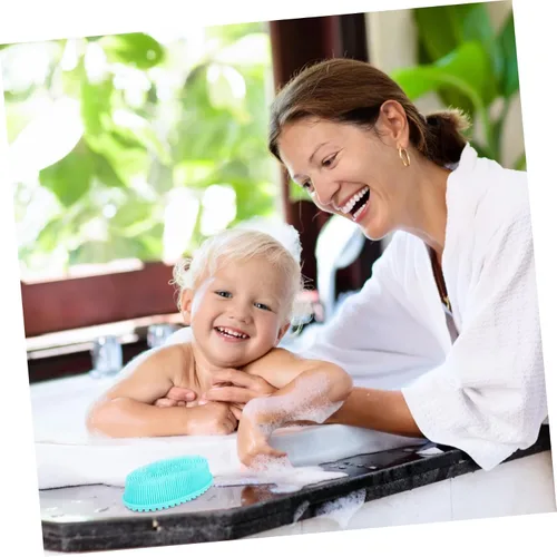 Vista 5 de KOMBIUDA 2 cepillos de baño de silicona suave exfoliante para el cuero cabelludo para niños y niñas y adultos, diseño suave de doble cara para un