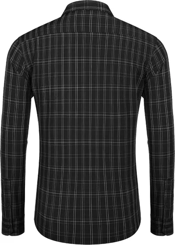 Vista 4 de COOFANDY Camisas de vestir para hombre, ajuste regular, con botones, sin arrugas, de manga larga, a cuadros