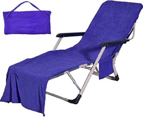 Vista 9 de Funda Vocool para silla de piscina, toalla de playa, bolsillo elástico ajustable, no se desliza Azul