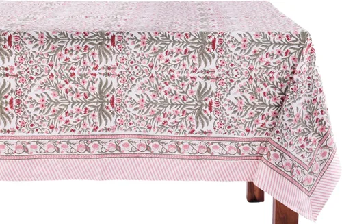 Vista 12 de ATOSII Mantel 100% algodón, Amara, floral, hecho a mano, rectangular, de lino, para cocina, comedor, fiestas, bodas, exteriores, picnics, Pascua