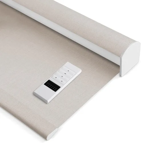 Vista 11 de ZSHINE Persianas enrollables motorizadas opacas para ventana, ancho personalizado, motor recargable, popular tela de sol para ventanas, hogar, Blanco