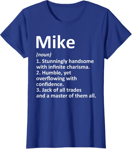 Vista 50 de MIKE Definition - Camiseta divertida para regalo de cumpleaños con nombre personalizado, Negro, S