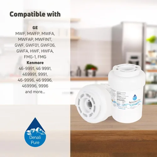 Vista 8 de Denali Pure Paquete de 2 filtros de agua de repuesto para refrigerador Hotpoint HSS25GFPJWW, compatible con Hotpoint MWF, cartucho de filtro de agua