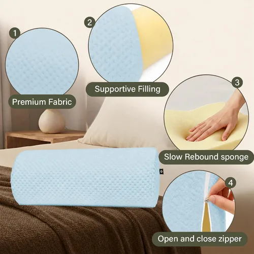 Vista 2 de Almohada de rodilla para dormir de espalda, almohada de espuma viscoelástica para media luna, almohada de pierna para tobillo y pie debajo