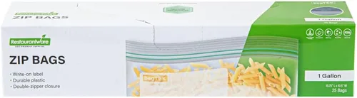 Vista 2 de Restaurantware Bag Tek - Bolsas de almacenamiento con cremallera de 1 galón, 25 bolsas desechables con cremallera, bolsas de plástico transparente a