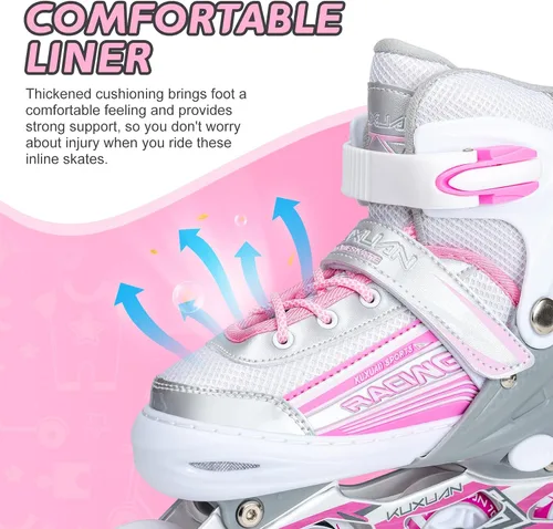 Vista 4 de Kuxuan Skates Inline Skates Adjustable for Kids,Girls Skates with All Wheels Light up,Fun Illuminating for Girls and Ladies