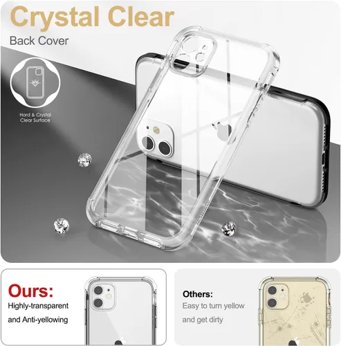 Vista 3 de SURITCH Funda transparente para iPhone 11 (solamente) de 6.1 pulgadas, [protector de pantalla integrado] cubierta protectora de cuerpo completo a