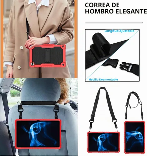 Vista 2 de Para Onn Tablet Pro 11 pulgadas 2023 Modelo: 100110027 Funda protectora híbrida resistente con función atril incorporada, carcasa rígida con correa