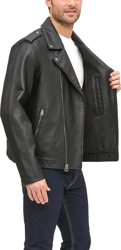 Vista 4 de Levi's Chaqueta clásica de motocicleta de piel sintética para hombre