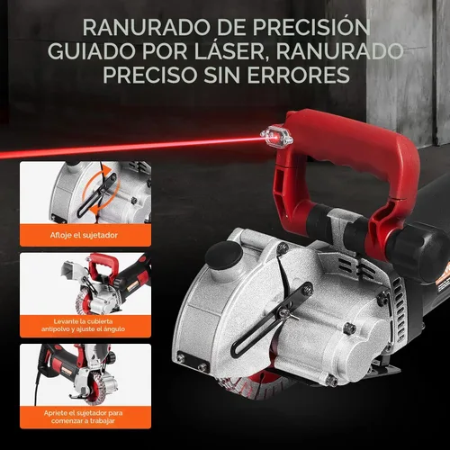 Vista 3 de VEVOR Wall Chaser - Cortador de hormigón de 4800 W (con hojas de sierra de 5 x 5 pulgadas, a prueba de polvo y visión infrarroja de línea)