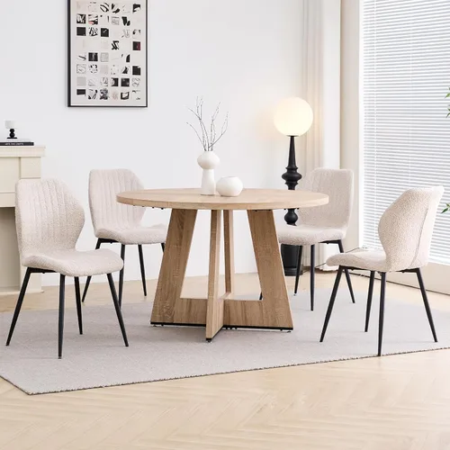 Vista 14 de Juego de mesa de comedor redonda para 4, mesa de cocina y sillas