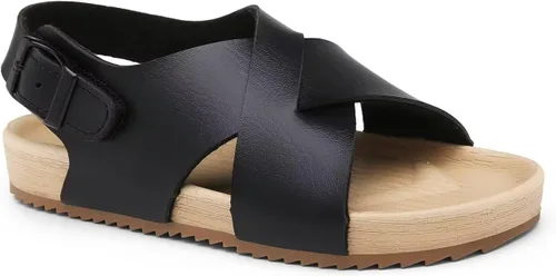 Vista 2 de Cubufly Sandalias para niños con tiras cruzadas y puntera abierta, zapatos de verano para uso en interiores y exteriores, para niños pequeños