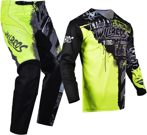 Vista 2 de Motocross Jersey Pant Combo Hombres MX Gear Set Riding Ride Negro Azul Dirt Bike Offroad Racing Adulto