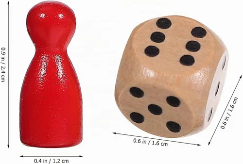 Vista 2 de Juego de 50 peones de madera con 2 dados