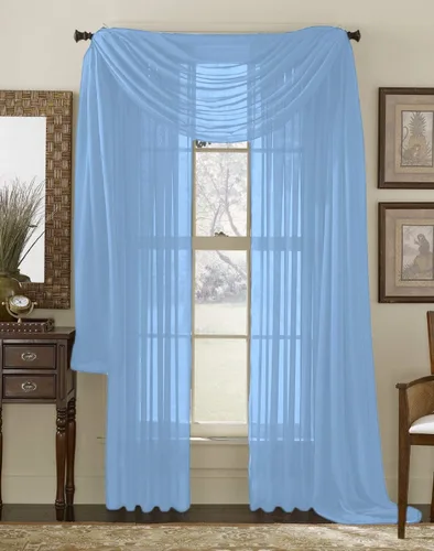 Vista 18 de Juego de 3 piezas de cortinas y cenefa Interior Trends, fina, totalmente cosida, juego de 2 cortinas y 1 cenefa a juego