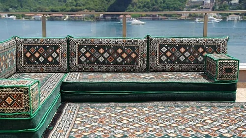 Vista 3 de arabicsofa Cojines modulares étnicos árabes para asientos Majlis - Sofá seccional de esquina para sala de estar