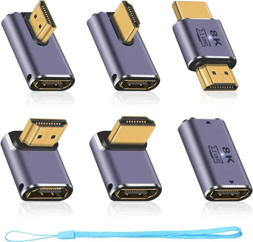Vista 11 de Duttek 90 Degree HDMI Adapter 4 Styles, 8K HDMI 90 Degree Adapter[48Gbps, 8K@60Hz] Up&Down Angle, Left&Right Angle HDMI Male to Female Extender