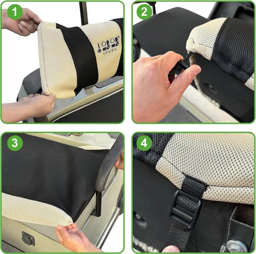 Vista 9 de Funda de asiento de carrito de golf, transpirable, lavable, fácil de instalar, tela de malla, funda de asiento de carrito de golf para Yamaha G2 G9