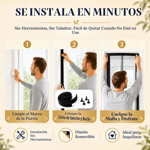 Vista 8 de Puerta mosquitera magnética, cortina de puerta de malla resistente con fuertes imanes de marco completo, cierre automático manos libres, apta
