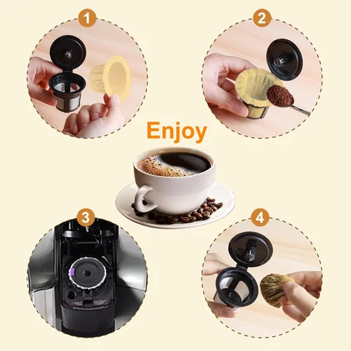 Vista 6 de Haetyly 100 unidades de filtros de papel natural compatibles con Keurig Single Serve 1.0 y 2.0, se ajustan a todas las marcas de cápsulas de café K