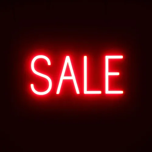 Vista 28 de SpellBrite Letrero de venta para empresas Señales relacionadas con la venta con aspecto de neón, luces LED blancas 16.3 x 6.3 pulgadas Blanco