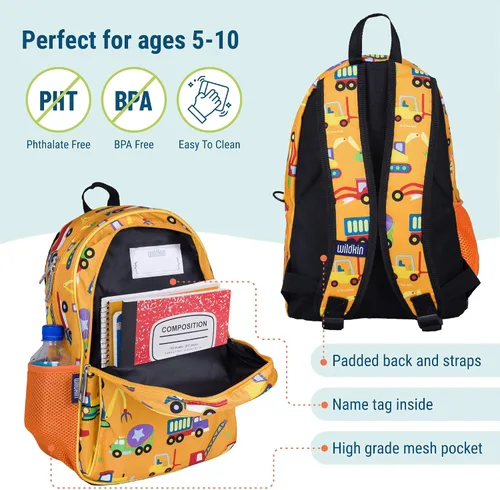 Vista 7 de Wildkin Paquete de mochila para niños de 15 pulgadas con lonchera (en construcción)