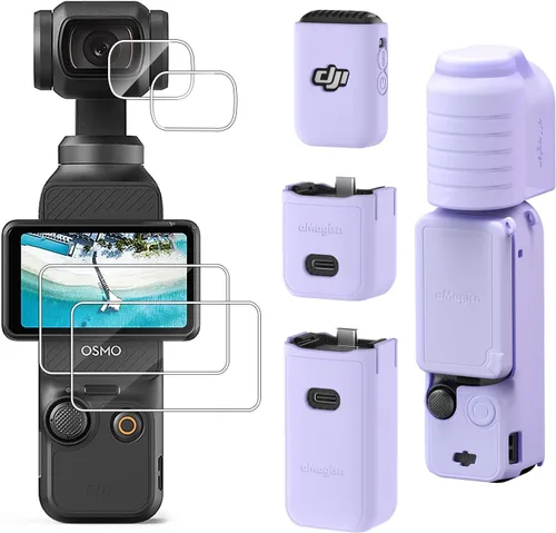 Vista 6 de Funda protectora de silicona para lente de pantalla para DJI Osmo Pocket 3 Accesorios (Negro)