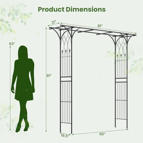 Vista 7 de Tangkula Cenador de jardín de 6.7 pies, arco de metal con enrejado para plantas trepadoras al aire libre, decoración de jardín al aire libre