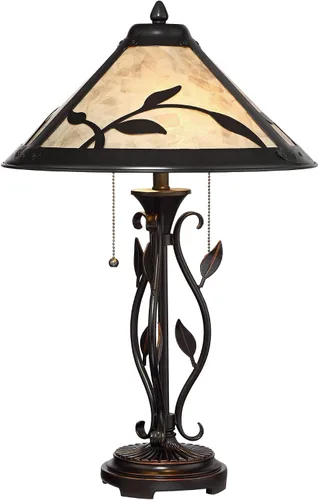 Vista 6 de Franklin Iron Works Feuille - Juego de 2 lámparas de mesa decorativas de 23 3/4 pulgadas de hoja alta y vid, estilo rústico de granja, núcleo