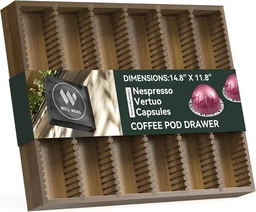 Vista 11 de Organizador de cajones de bambú para cápsulas de café Nespresso