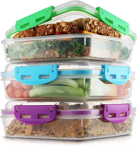 Vista 13 de Tafura Recipientes y cajas para sándwiches de alta calidad, sin BPA, para loncheras, duradero y reutilizable, soporte para sándwiches para mayor