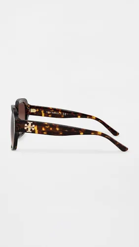 Vista 3 de Tory Burch Women's Kira Square Sunglasses Dark Tortoise
