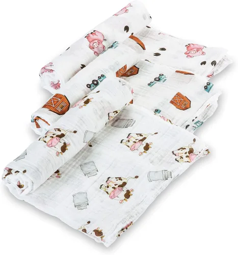 Vista 13 de LollyBanks Manta para envolver al bebé, manta de muselina 100% algodón para niños y niñas, grande de 47 x 47 pulgadas, mantas suaves y transpirables