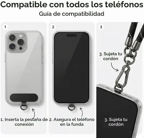 Vista 6 de Correa de muñeca con cordón para teléfono, cuerda suave, correa de muñeca resistente