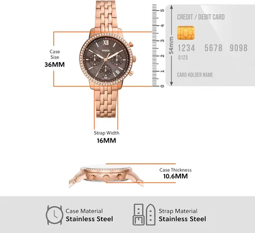 Vista 5 de Fossil Neutra - Reloj cronógrafo de cuarzo de acero inoxidable para mujer