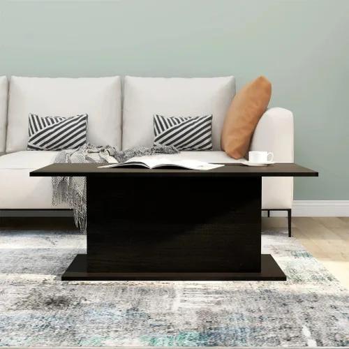 Vista 4 de Mesa de centro industrial, mesa de centro elevada de madera maciza adecuada para sala de estar, oficina, balcón, estudio negro 40.2 x 21.9 x 15.7