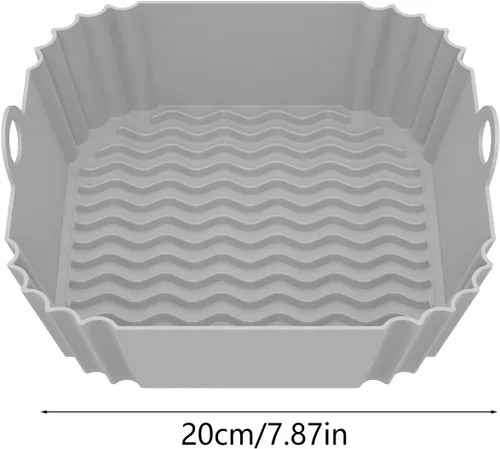 Vista 6 de Forros cuadrados de silicona para freidora de aire de 8 pulgadas para 4 a 8 cuartos de galón, 2 piezas reutilizables para freidora de aire, cesta