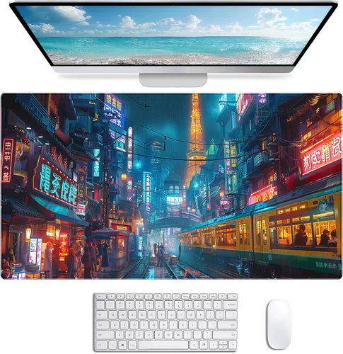 Vista 8 de Alfombrilla de ratón para juegos grande con bandera americana, alfombrilla XXL para laptop y teclado, decoración de escritorio de oficina de 35.4 x
