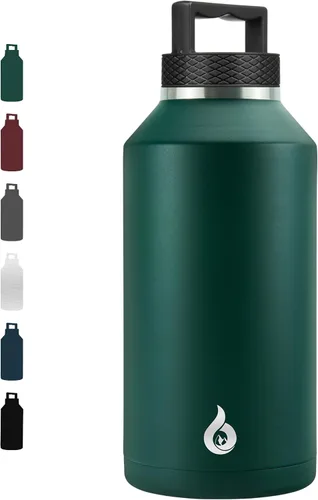 Vista 37 de BJPKPK Botella de agua aislada de un galón (128 onzas), de acero inoxidable, apta para lavavajillas, jarra sin BPA con mango ergonómico y parte