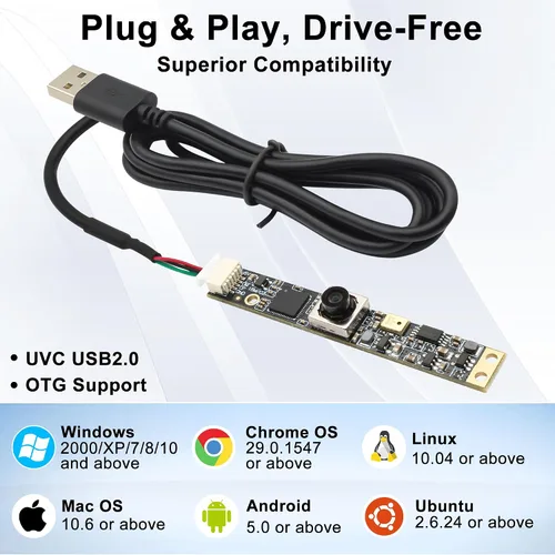 Vista 9 de SVPRO Módulo de cámara USB de enfoque automático de 16 MP con micrófono para computadora, cámara USB HD UVC 2X, zoom digital, cámara Lightburm