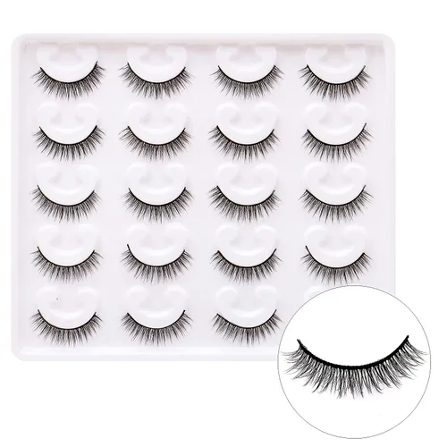 Vista 9 de Pestañas cortas de aspecto natural 6D, pestañas de visón finas, 10 pares, 100% hechas a mano, pestañas postizas reutilizables
