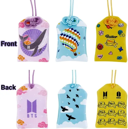 Vista 2 de YIMIDA KPOP Bangtan Boys Charm japonés Omamori Good Luck LoveHealthStudySuccessSachet Lucky Amulet Charms Colgante Llavero para fanáticos