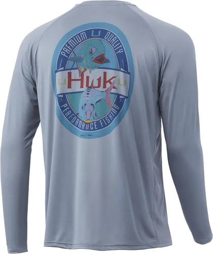 Vista 17 de HUK Camiseta de pesca de manga larga con protección solar para hombre Vc Pursuit Pescado de hueso - Glaciar