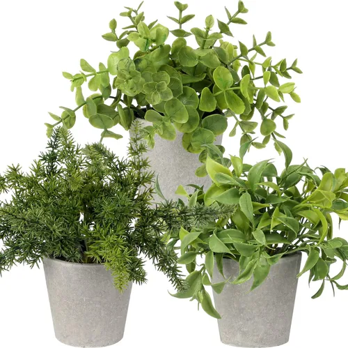 Vista 8 de Briful 2 plantas artificiales en maceta, plantas artificiales de helecho sintético, decoración de eucalipto, para interiores, hogar, oficina, baño