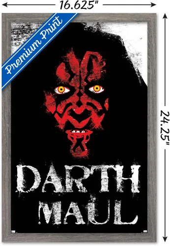Vista 3 de Trends International Star Wars: The Phantom Menace - Póster de pared de carbón de Darth Maul, 22.4 pulgadas de largo x 14.7 W, versión enmarcada