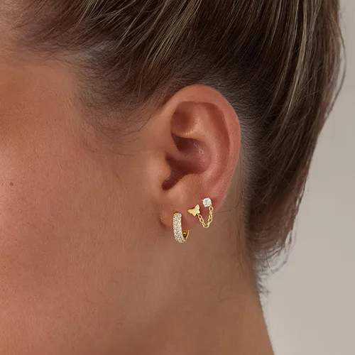 Vista 2 de PAVOI 14K Gold Earrings Connector Chain for Women Convertible Dangle Chain for Double Piercings